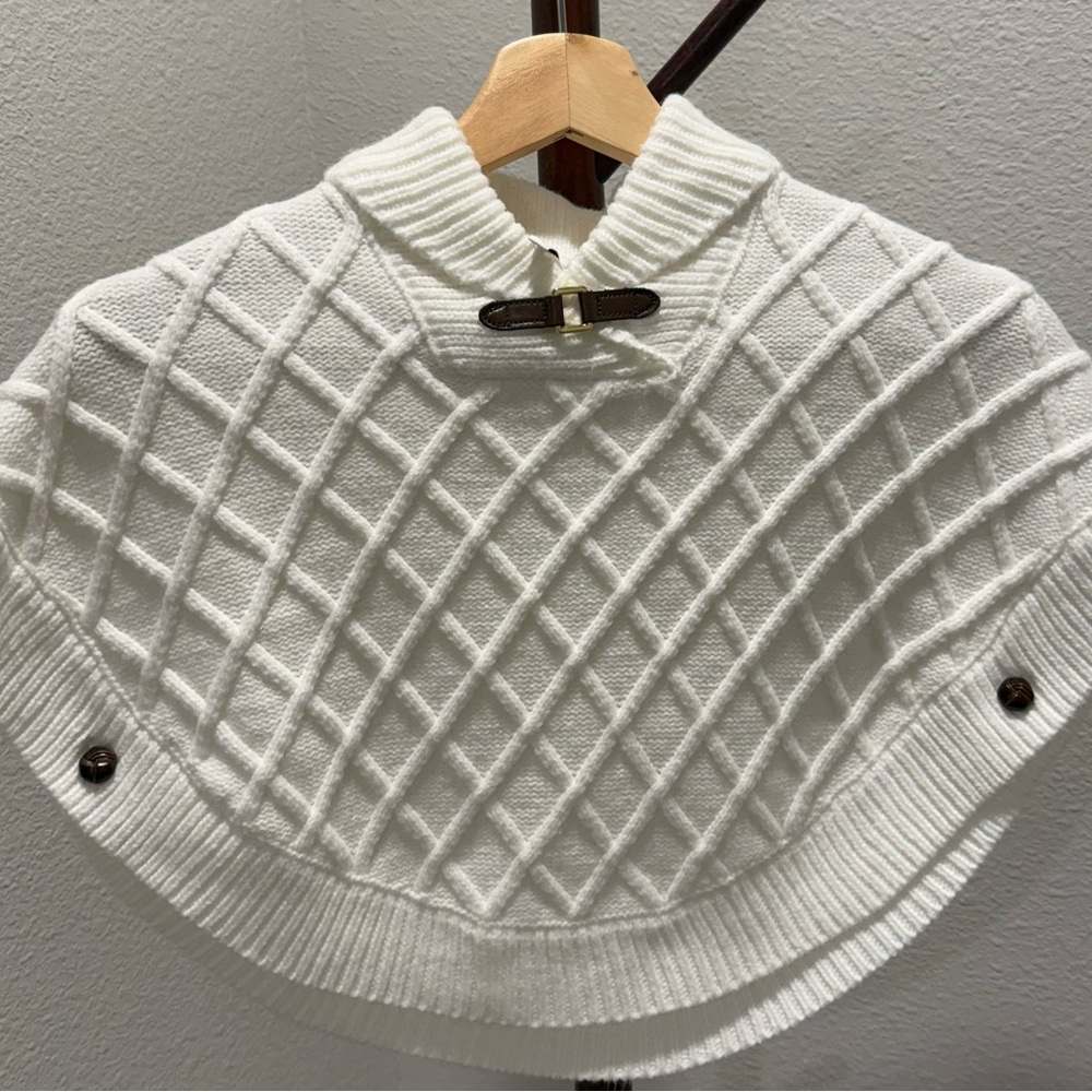 Janie and Jack Cream Knit Poncho for Toddler Girls